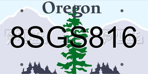 8SGS816 Oregon License Plate