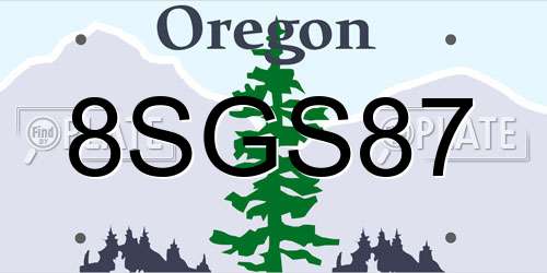 8SGS87 Oregon License Plate