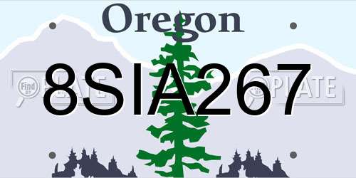 8SIA267 Oregon License Plate