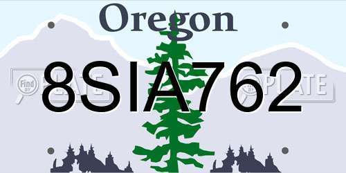8SIA762 Oregon License Plate