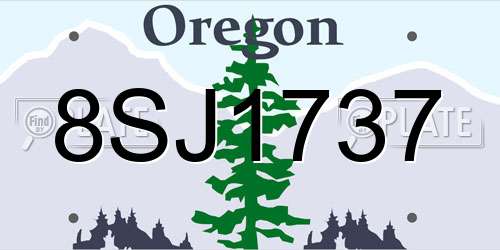 8SJ1737 Oregon License Plate