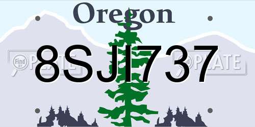 8SJI737 Oregon License Plate