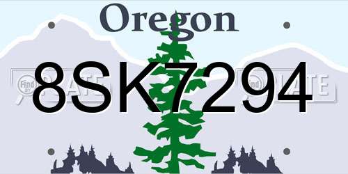 8SK7294 Oregon License Plate