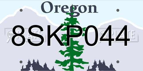 8SKP044 Oregon License Plate