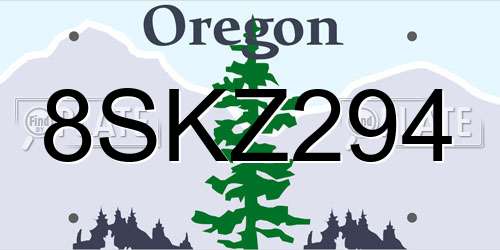8SKZ294 Oregon License Plate