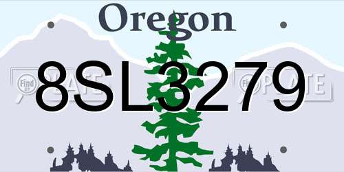 8SL3279 Oregon License Plate