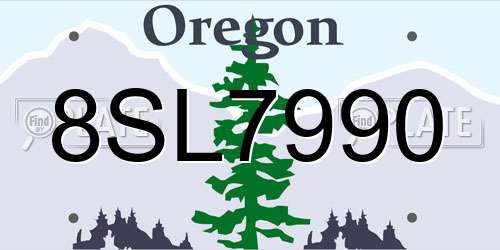 8SL7990 Oregon License Plate
