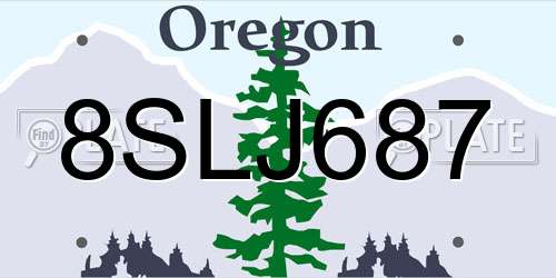 8SLJ687 Oregon License Plate