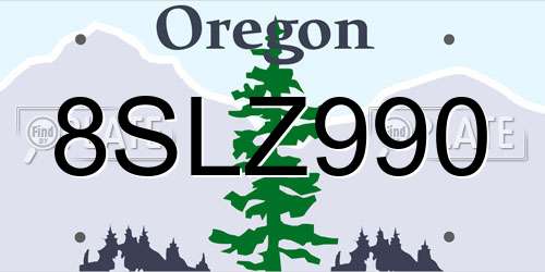8SLZ990 Oregon License Plate