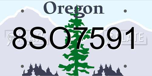 8SO7591 Oregon License Plate