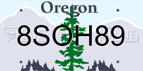 8SOH89 Oregon License Plate