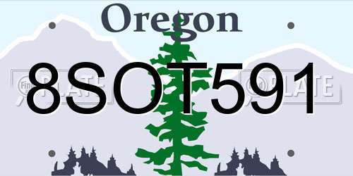 8SOT591 Oregon License Plate