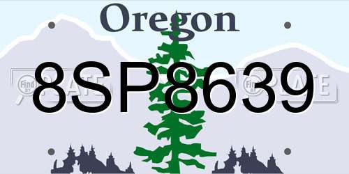 8SP8639 Oregon License Plate