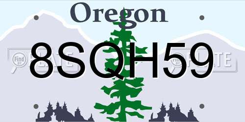 8SQH59 Oregon License Plate
