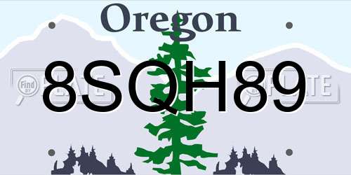 8SQH89 Oregon License Plate