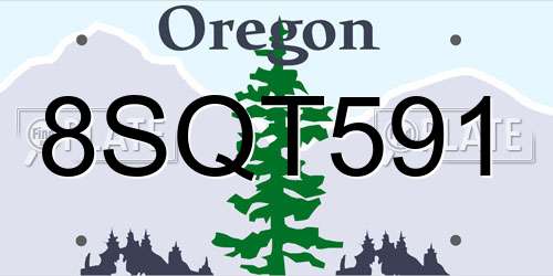 8SQT591 Oregon License Plate