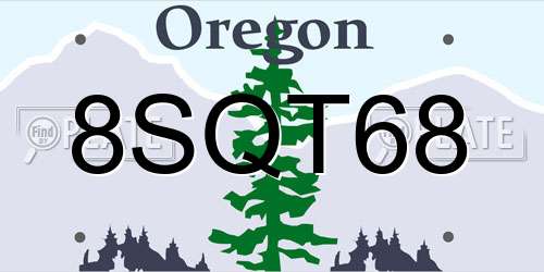8SQT68 Oregon License Plate