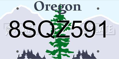 8SQZ591 Oregon License Plate