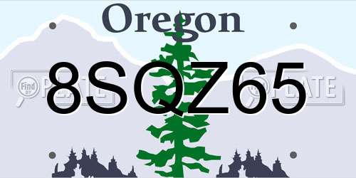 8SQZ65 Oregon License Plate
