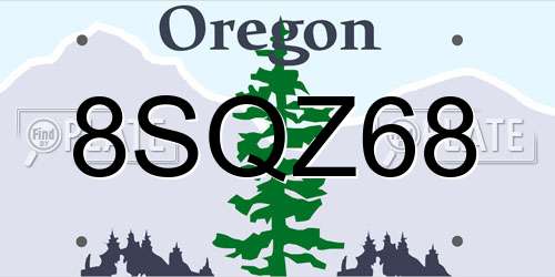 8SQZ68 Oregon License Plate