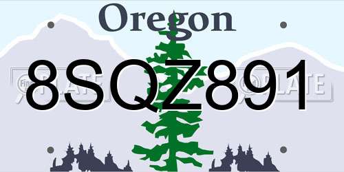8SQZ891 Oregon License Plate
