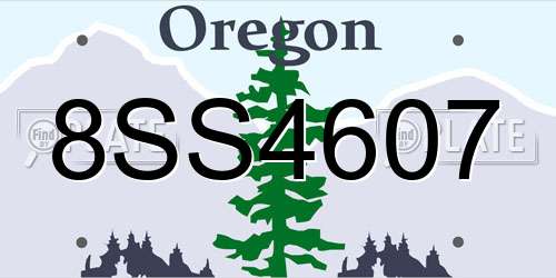 8SS4607 Oregon License Plate