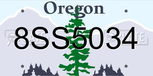 8SS5034 Oregon License Plate
