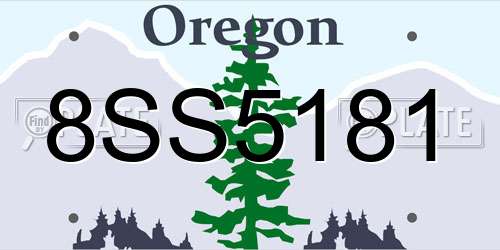 8SS5181 Oregon License Plate