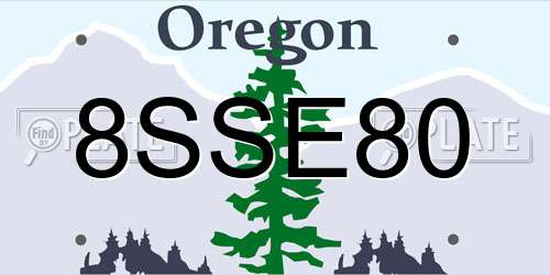 8SSE80 Oregon License Plate