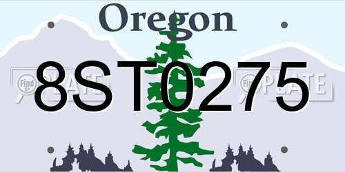 8ST0275 Oregon License Plate