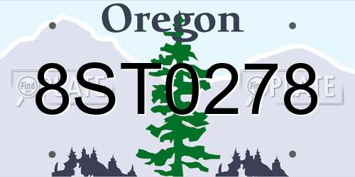 8ST0278 Oregon License Plate