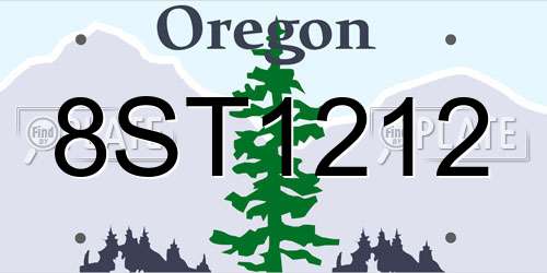 8ST1212 Oregon License Plate