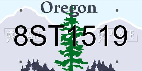 8ST1519 Oregon License Plate