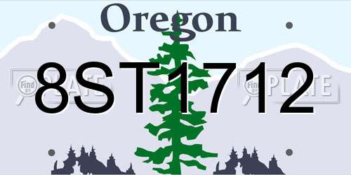 8ST1712 Oregon License Plate