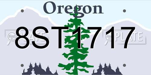 8ST1717 Oregon License Plate
