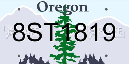 8ST1819 Oregon License Plate