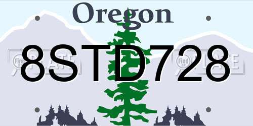 8STD728 Oregon License Plate