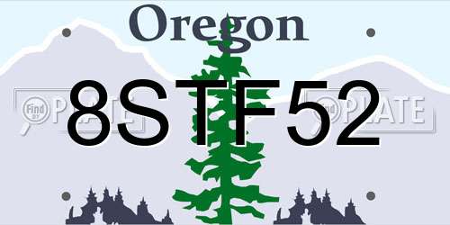 8STF52 Oregon License Plate