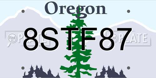 8STF87 Oregon License Plate