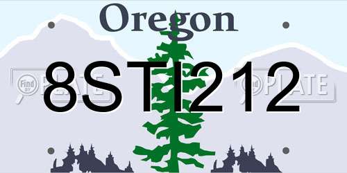 8STI212 Oregon License Plate