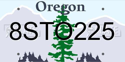 8STO225 Oregon License Plate