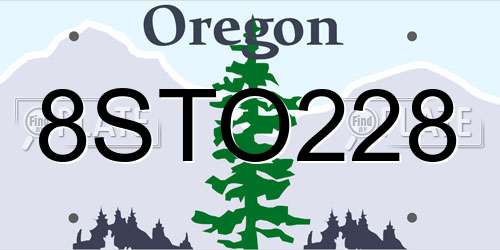 8STO228 Oregon License Plate