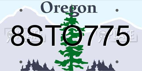 8STO775 Oregon License Plate