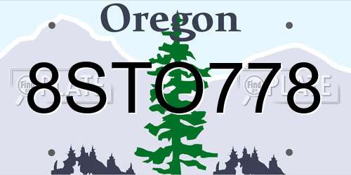 8STO778 Oregon License Plate