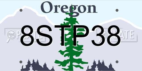 8STP38 Oregon License Plate