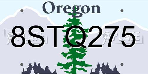8STQ275 Oregon License Plate