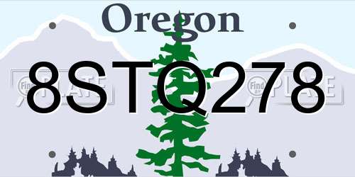 8STQ278 Oregon License Plate