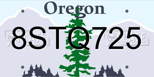 8STQ725 Oregon License Plate