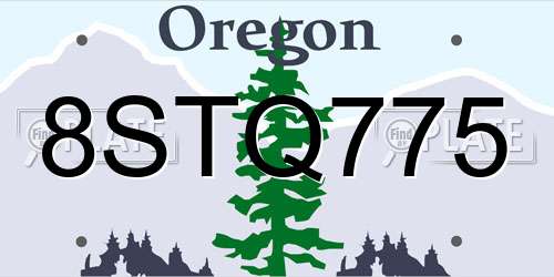 8STQ775 Oregon License Plate