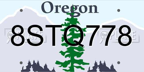 8STQ778 Oregon License Plate